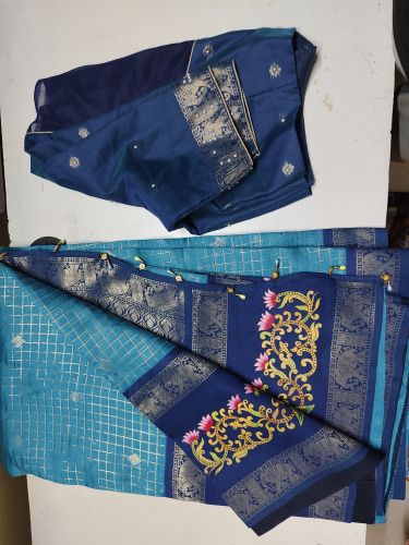 digital print border - semi pattu Saree