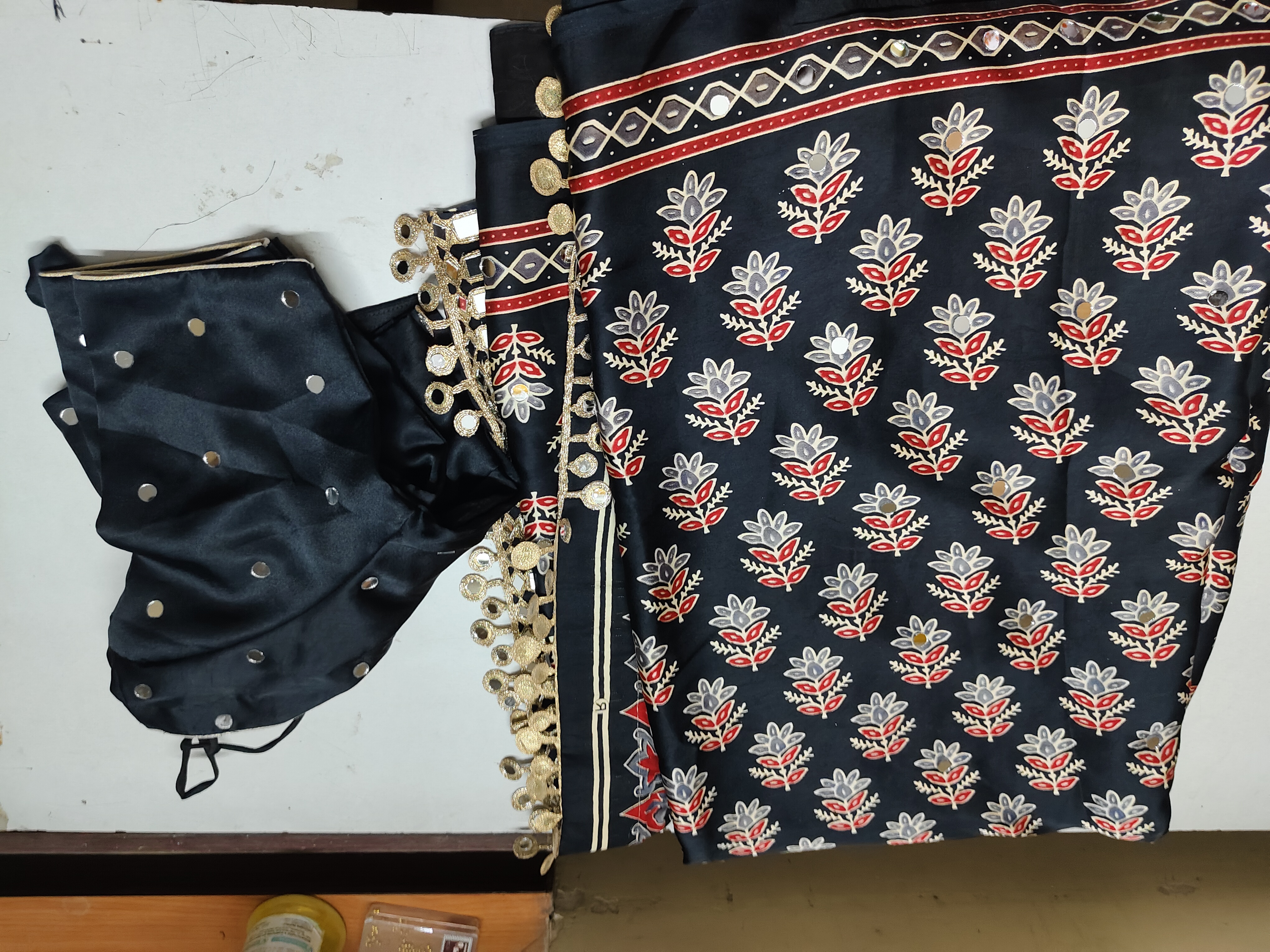 ajrak satin silk Saree