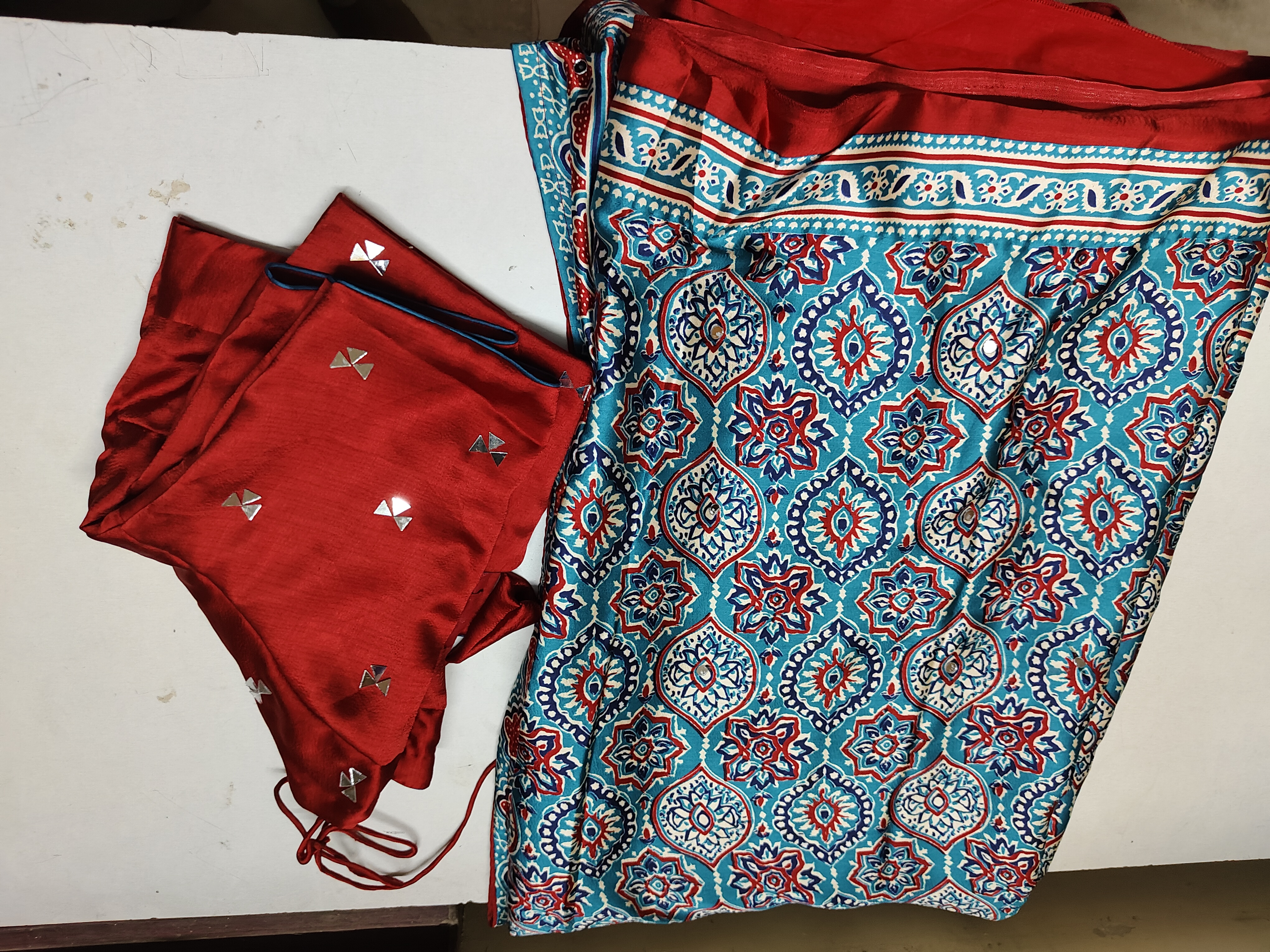 ajrak satin silk Saree