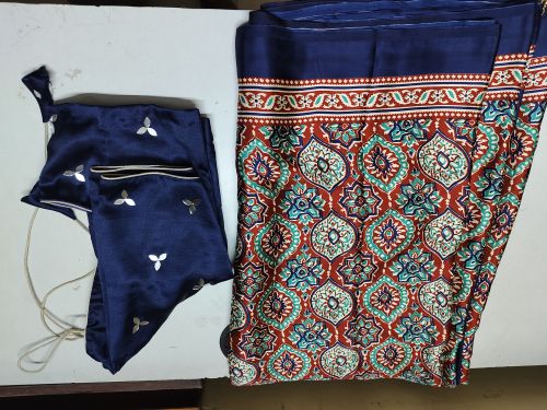 ajrak satin silk Saree