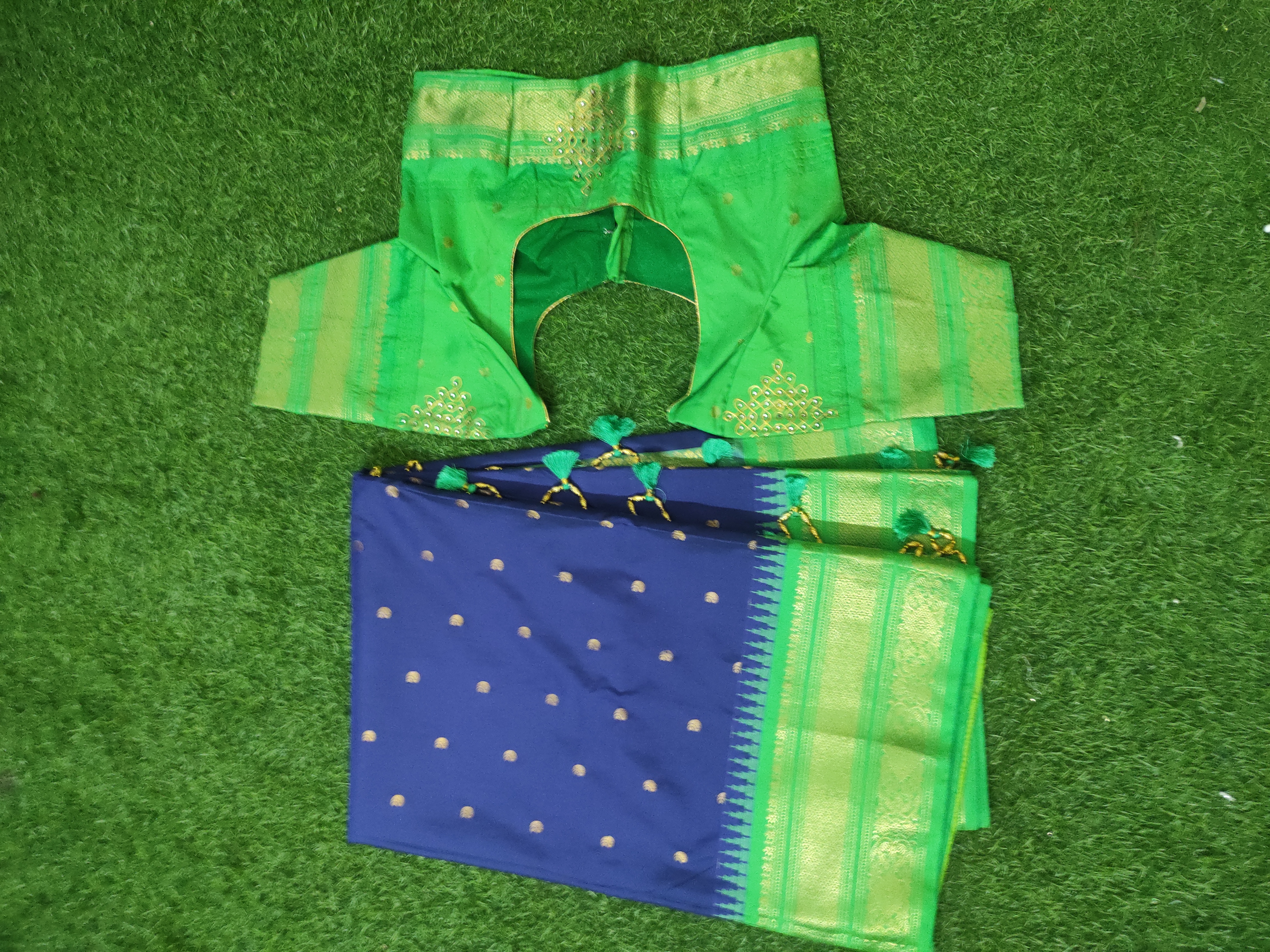 Semi gadwal saree with tanjore painting blouse Saree