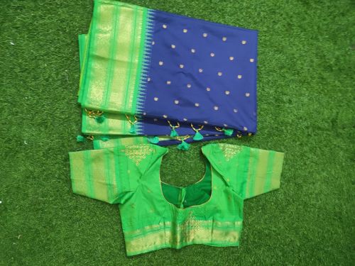 Semi gadwal saree with tanjore painting blouse Saree