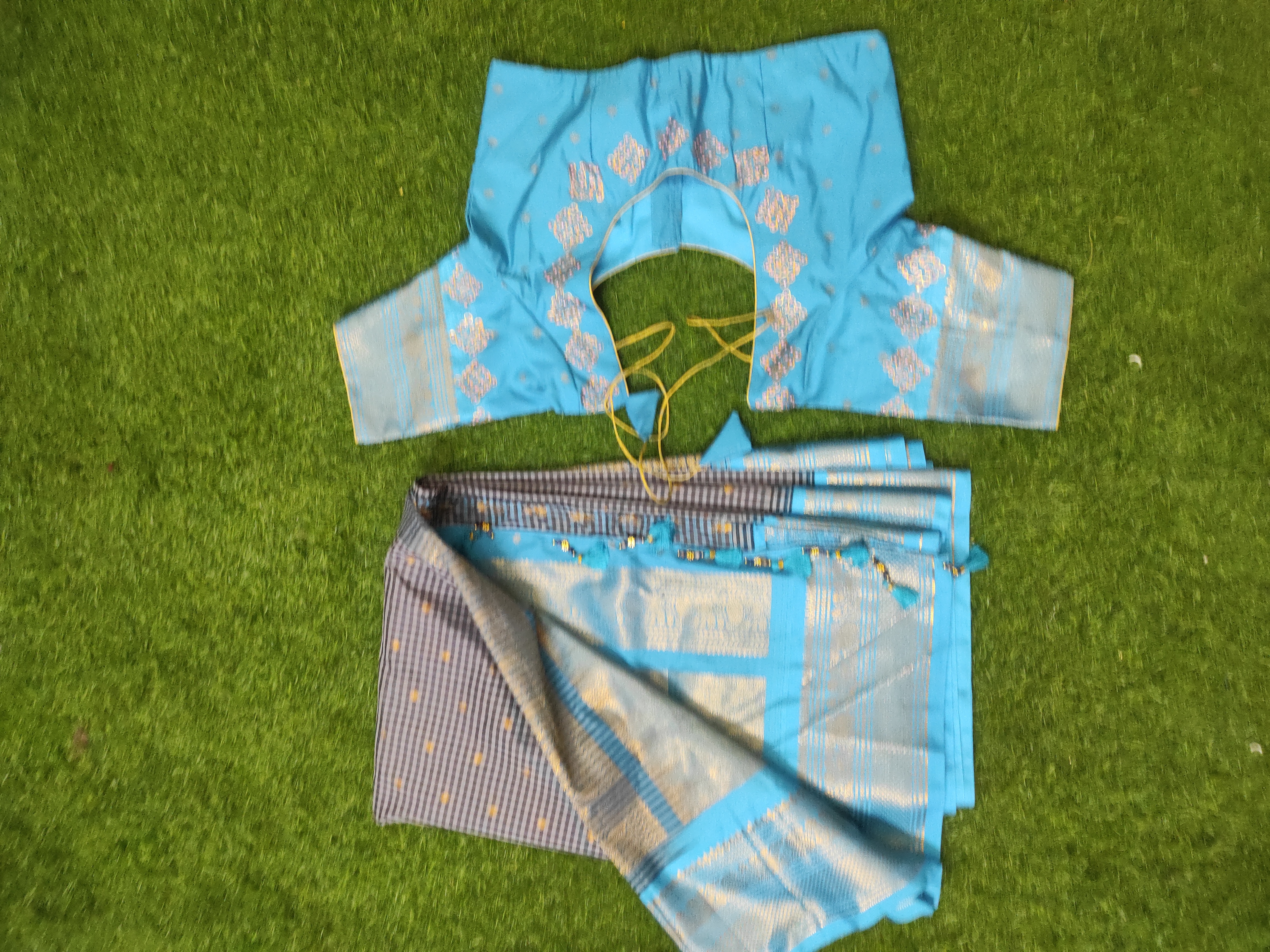 Semi gadwal saree with tanjore painting blouse Saree